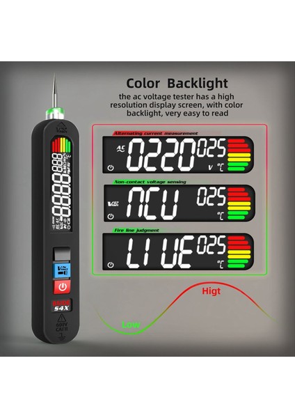 Bsıde Gerilim Test Kalemi 12-300V Şarjlı Temassız Algılama, B (Yurt Dışından) modelleri