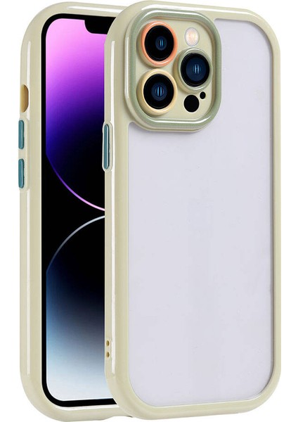 Apple iPhone 14 Pro Max Kılıf Kamera Korumalı Renkli Kenar ve Çerçeve Tasarımlı Vlmt Vitamin Kapak-Yeşil