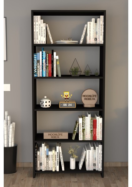 5 Raflı Kitaplık Siyah