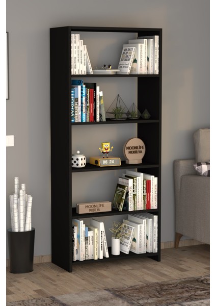 5 Raflı Kitaplık Siyah fiyatları