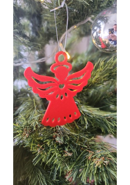 5'li Set Kırmızı Noel Ağacı Süsü – Melek Figürü, 8 Cm, Yılbaşı Süsleme Dekorasyonu