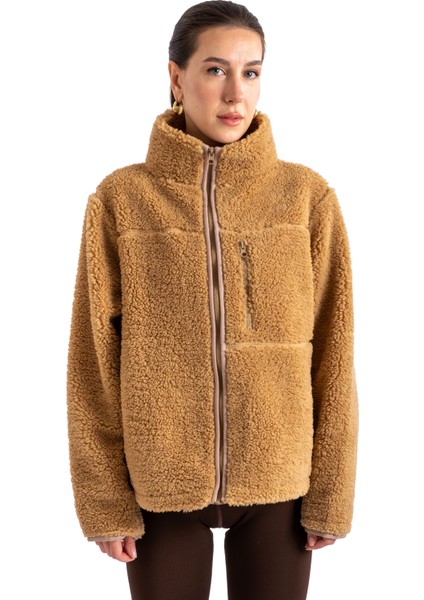 Crop Peluş Fermuarlı Ceket - C603