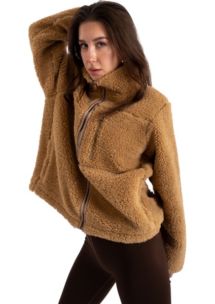 Crop Peluş Fermuarlı Ceket - C603 modelleri