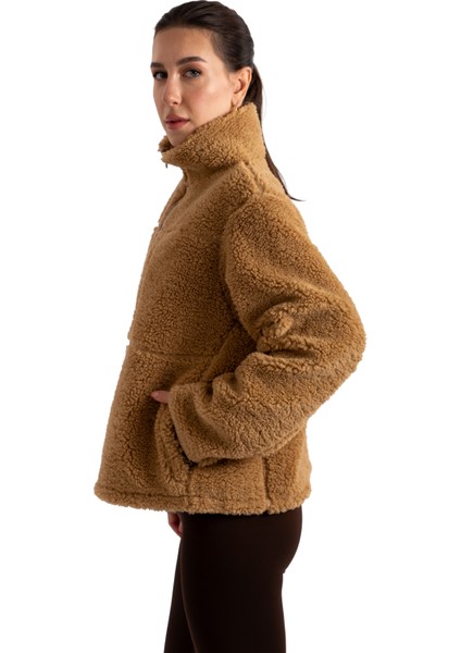 Crop Peluş Fermuarlı Ceket - C603 fırsatları
