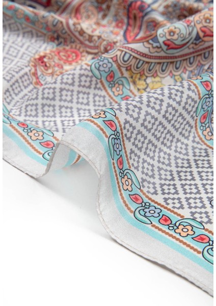 %100 Ipek Etro Desenli Gri - Nar Çiçeği Renkli Şal fırsatları