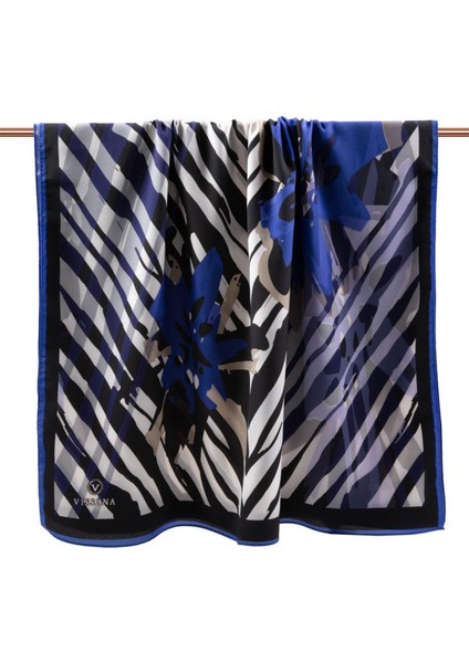 Lüks Medine Ipeği Zebra ve Çiçek Desenli Saks Renkli 75X195 Kırışmaz Şal Moss Krep Dikiş Tipi Italyan Dikişli fiyatları