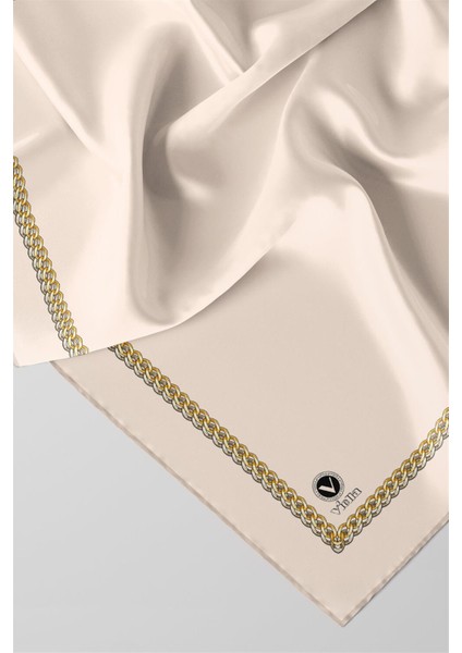 Twill Kenar Motifi Zincir Desenli Düz Krem Renkli 90X90 Dikim Şekli : El Dikişi Eşarp (Ipek Içermez) fiyatları