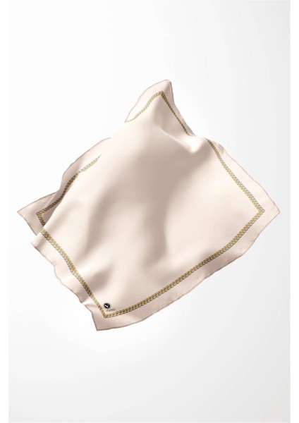 Twill Kenar Motifi Zincir Desenli Düz Krem Renkli 90X90 Dikim Şekli : El Dikişi Eşarp (Ipek Içermez) modelleri