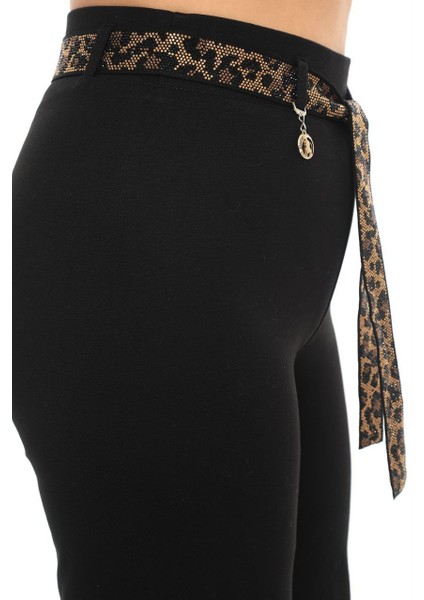 Büyük Beden Toparlayıcı Taşlı Kemer Yüksek Bel Taş Detaylı Geniş Paça Örme Kadın Pantolon fiyatları