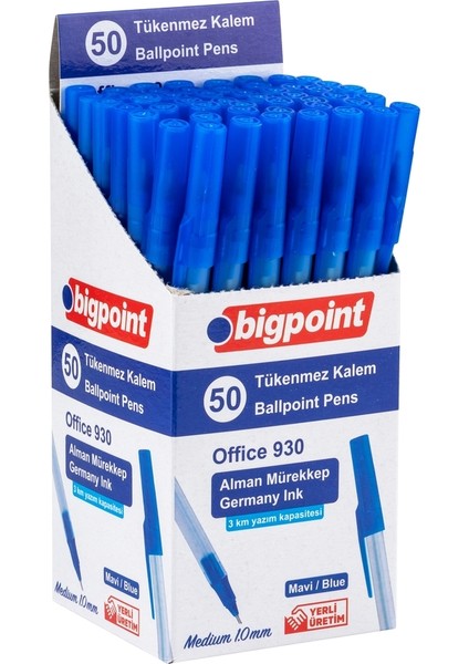 Tükenmez Kalem Office 1.0mm Mavi 50'li Kutu modelleri
