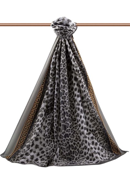 Lüks Medine Barok Bardürlü Leopar Desenli Gri - Gri Renkli 75X195 Kırışmaz Şal Moss Krep Dikiş Tipi Italyan Dikişli fiyatları