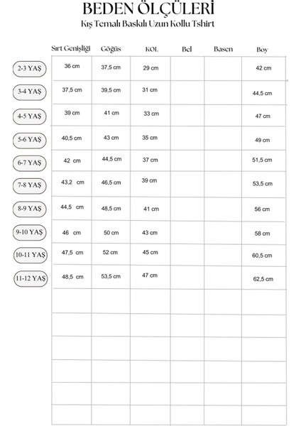 Kış Temalı Baskılı Uzun Kollu Tshirt