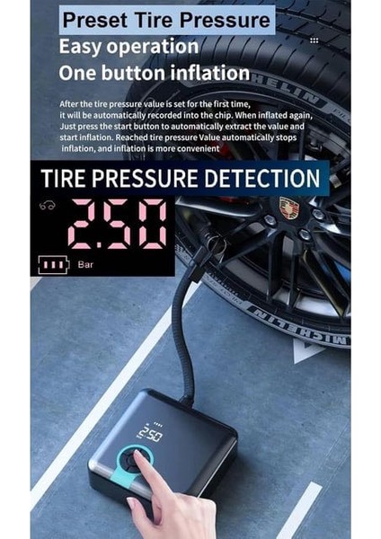 A5544 Taşınabilir Dijital Ekranlı Şarjlı Lastik Şişirme Pompası,hava Kompresörü Pompası modelleri