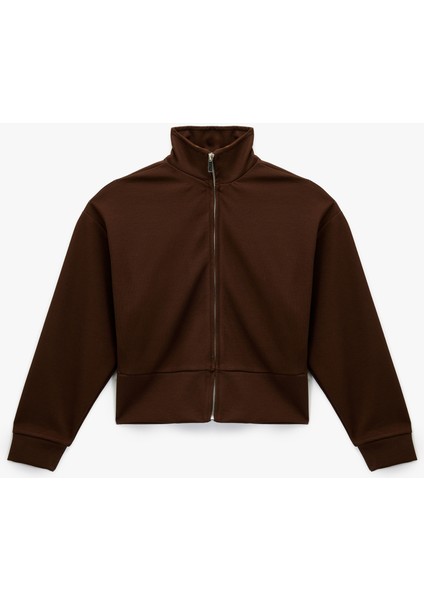 x Şahika Ercümen - Uzun Kollu Fermuarlı Dik Yaka Sweatshirt