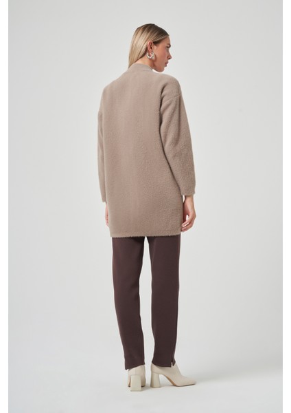 Düğme Detay Angora Hırka 7005 Vizon fırsatları