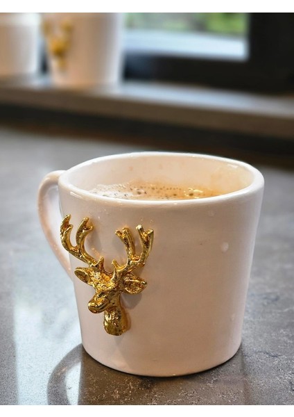 2li Set Altın Geyikli Büyük Çay Kupası 240ML