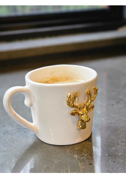 2li Set Altın Geyikli Büyük Çay Kupası 240ML