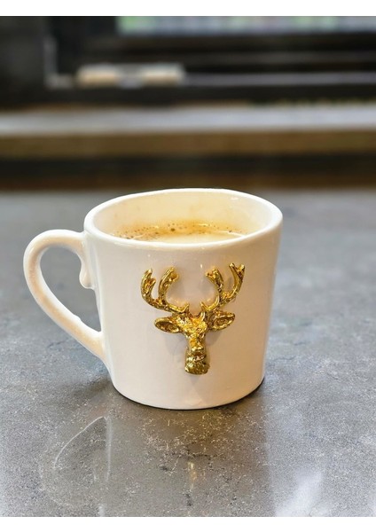 2li Set Altın Geyikli Büyük Çay Kupası 240ML