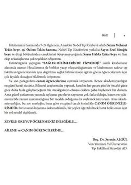 Sağlık Bilimlerinde Fizyoloji Ders Kitabı Kolektif Yazar 2022 Yayın Tarihli