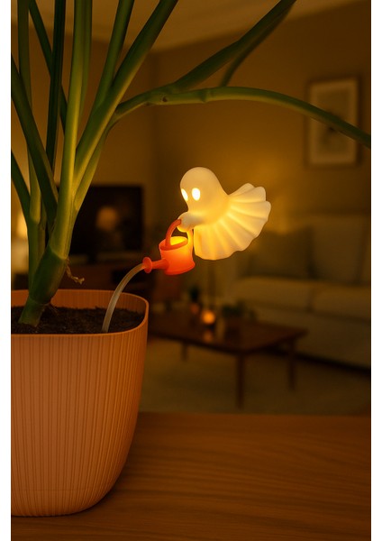 Bitki Sulayan Hayalet Dekoru - Ev Dekorasyonu - Tea Light Mum Hediyeli