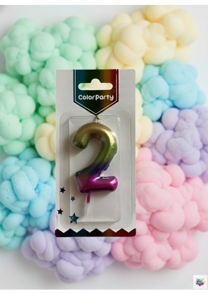 Degrade Renkli Rakam Mum 2 fiyatları