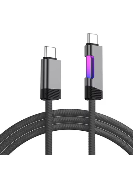 Tecno Camon 20, Camon 40 Pro 5g , Phantom X2, X2 Pro Uyumlu 45W Type C Hızlı Şarj Kablosu Veri Kablosu Rgb LED USB C Kablo Type-C To Type-C 100CM
