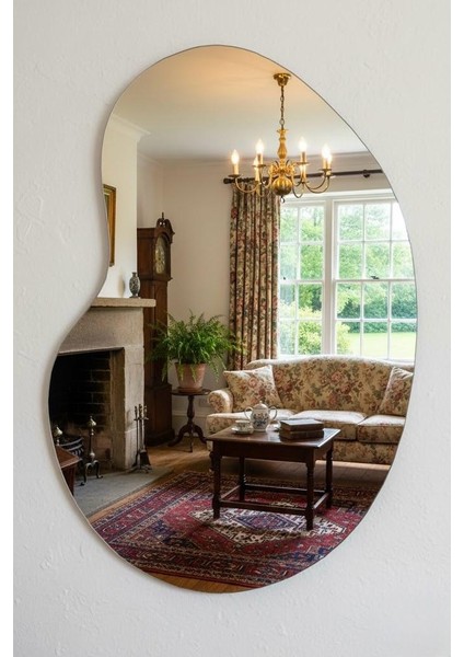 Dekoratif Duvar Aynası Modern Tasarım, Asimetrik Oval Ayna, Salon Giriş Holü Için Şık Duvar Dekoru fiyatları