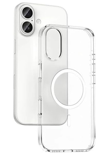 iPhone 17 Magsafe Destekli Şeffaf Kılıf Mika Sararmaz Pc Sert Kılıf- Şeffaf