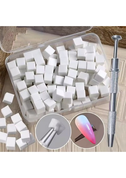 100LÜ Kalemli Küp Nail Art Ombre ve Geçiş Süngeri Seti