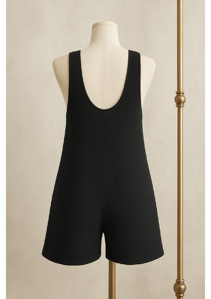 Kadın Siyah Mini Cepli Tulum Plaj Elbisesi indirimleri