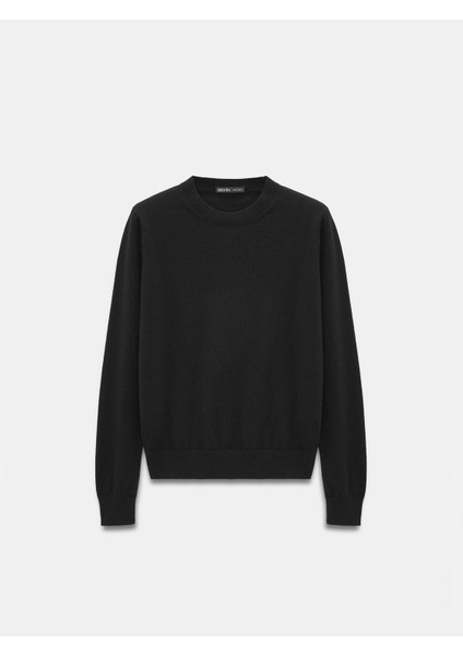 10847 %100 Kaşmir Bisiklet Yaka Kazak-Siyah