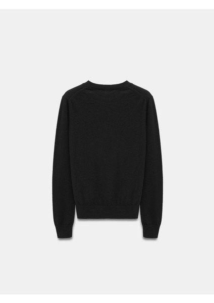 10847 %100 Kaşmir Bisiklet Yaka Kazak-Siyah