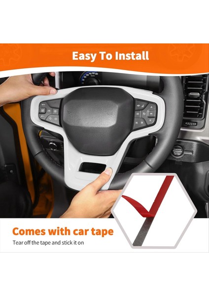 Ford Bronco 2021-2024 Iç Aksesuarlar Için Araç Direksiyon Simidi Paneli Döşeme Kapağı Beyaz (Yurt Dışından) indirimleri