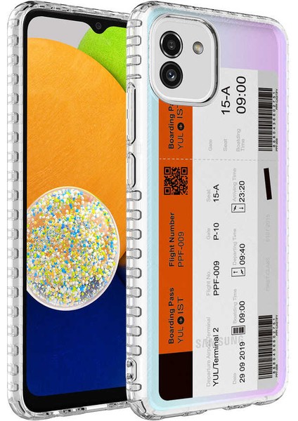 Galaxy A03 Kılıf Airbag Kenarlı Renkli Desenli Silikon Vlmt Elegans Kapak-No1