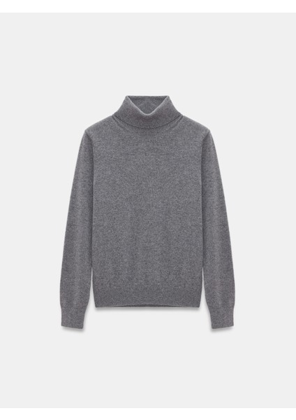 10848 %100 Kaşmir Balıkçı Yaka Kazak-Füme M.