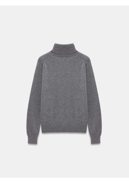 10848 %100 Kaşmir Balıkçı Yaka Kazak-Füme M.