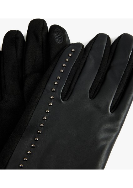 Metal Aksesuarlı Suni Deri Eldiven modelleri