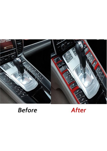 Karbon Fiber Kırmızı Iç Merkez Kontrol Dişli Vites Paneli Düğmesi Porsche Panamera Için Dekoratif Döşeme Şeritleri 2010-2016 (Yurt Dışından) indirimleri