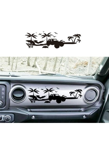 Gösterge Tablosu Çıkartma Eldiveni Kutusu Plaj Manzarası Vinil Sticker Döşeme Jeep Wrangler Jl Gladiator Jt 2018-2023 Aksesuarlar (Yurt Dışından) fırsatları