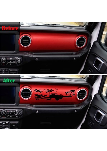 Gösterge Tablosu Çıkartma Eldiveni Kutusu Plaj Manzarası Vinil Sticker Döşeme Jeep Wrangler Jl Gladiator Jt 2018-2023 Aksesuarlar (Yurt Dışından) indirimleri