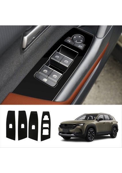 Mazda Cx-50 CX50 2023 Abd Sürüm Araba Pencere Asansör Düğmeleri Cam Anahtar Kapak Çerçevesi Panel Trim Aksesuarları Parlak Siyah (Yurt Dışından) fiyatları