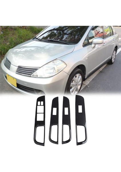 Araba Karbon Fiber Pencere Cam Kaldırma Düğmesi Anahtarı Kapak Nissan Tiida Rhd 2005-2010 Için Trim Kapı Kolçak Paneli (Yurt Dışından) fırsatları