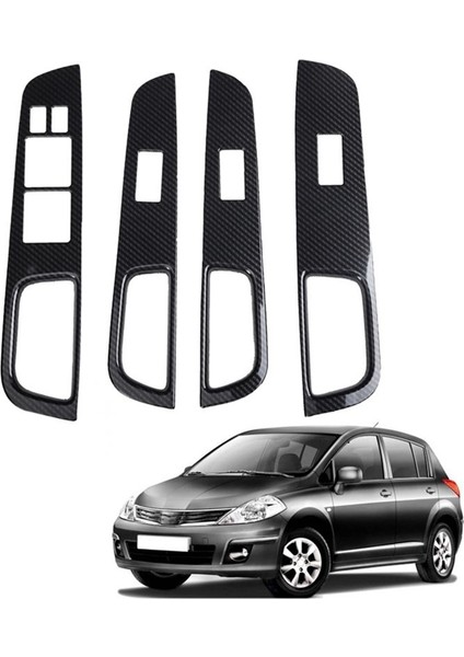 Araba Karbon Fiber Pencere Cam Kaldırma Düğmesi Anahtarı Kapak Nissan Tiida Rhd 2005-2010 Için Trim Kapı Kolçak Paneli (Yurt Dışından) indirimleri