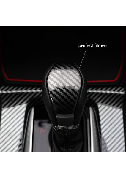 Abs Karbon Fiber Tarzı Iç Dişli Vites Değiştirme Düğmesi Koruyucusu Honda Civic Için Trim Sticker 2016 2017 2018 2019 10 Gen Otomatik Şanzıman (Yurt Dışından) modelleri