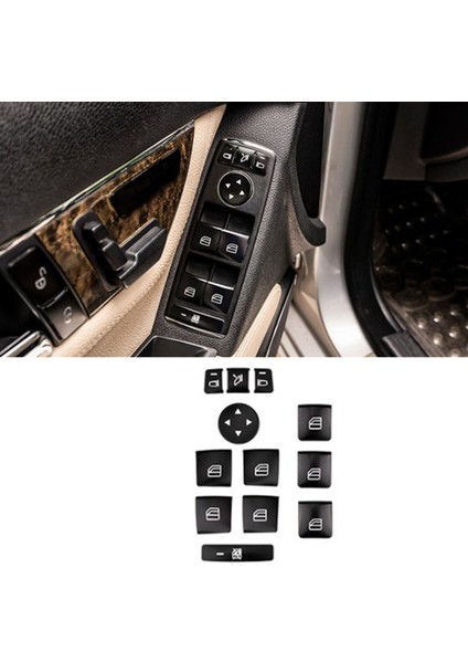 36PCS Araba Kapısı Koltuk Pencere Anahtarı Düğmesi Trim Kapak Çıkartması Benz Glk ml Gl A B C E G Sınıfı W204 X166 (Yurt Dışından) fiyatları