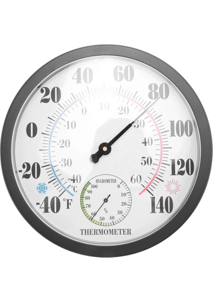 10 Inç Kapalı Dış Hava Termometresi/higometre Veranda Duvar Dekoratif Pil Gerekmez (Yurt Dışından)