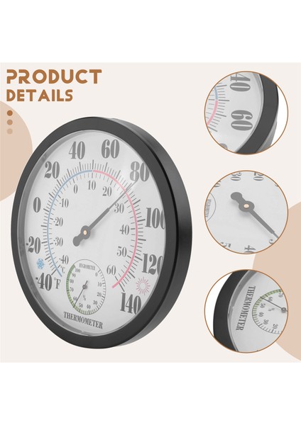 10 Inç Kapalı Dış Hava Termometresi/higometre Veranda Duvar Dekoratif Pil Gerekmez (Yurt Dışından) fırsatları