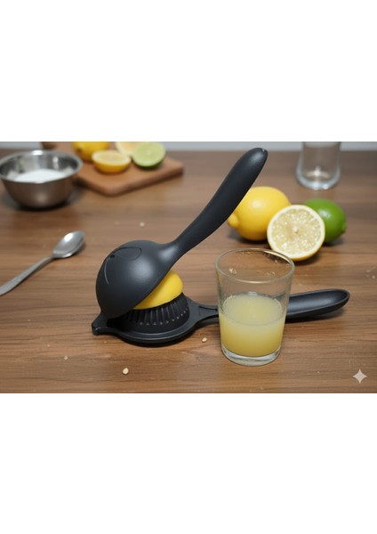 Siyah Mat Tasarım El Tipi Limon ve Portakal Sıkacağı | Tohum ve Posasız Kolay Sıkım