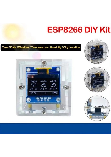 ESP8266 Dıy Kit Mini Hava Tahmin Saati Kiti Wifi OLED Ekran ve Case Dıy Kaynağı ile Ağ (Yurt Dışından) fiyatları
