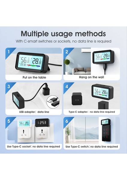 Tuya Akıllı Wifi Sıcaklık ve Nem Sensörü Kablosuz Termometre Higometre LCD ile Ev Uzaktan Bağlantı Alarmı- B (Yurt Dışından)